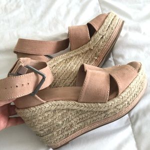 Blush tone. Wedge sandal worn once